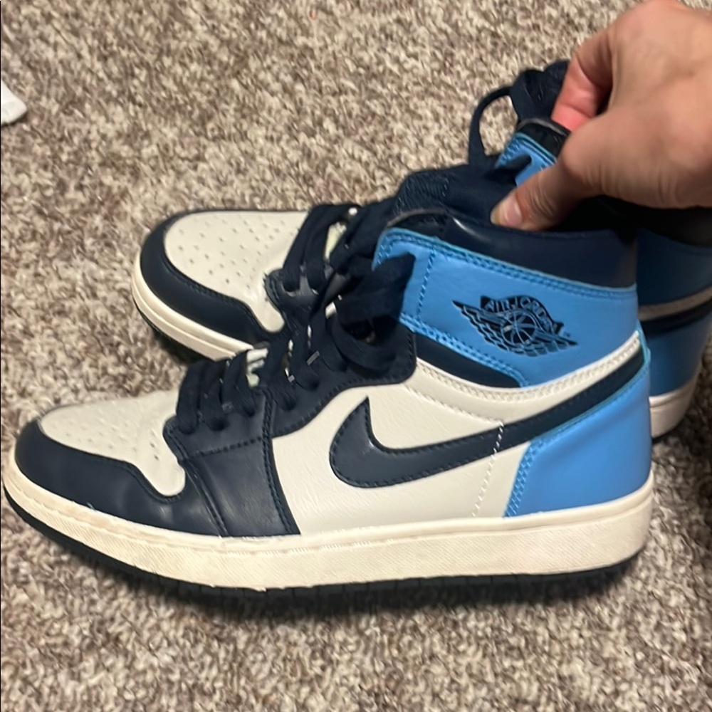 Nike Air Jordan High-Tops in Light Blue and Cream